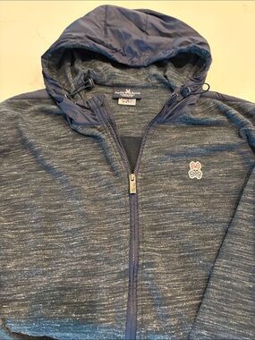 Psycho Bunny Heathered Navy Full-Zip Hooded Jacket men’s XXL         like new